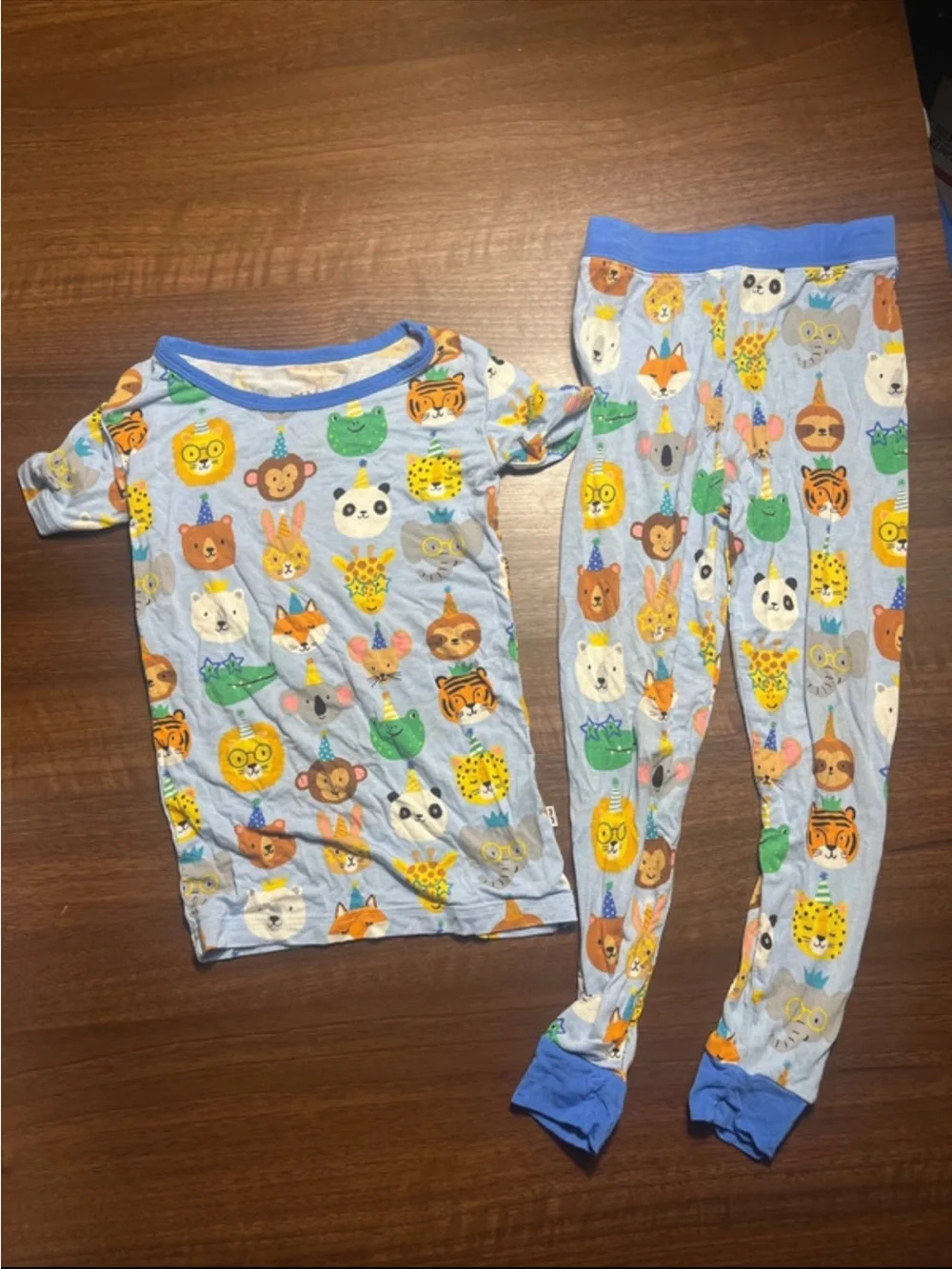 Little Sleepies Light Blue Animal Party pj set size 4T